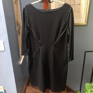 Max Studio 3/4 Sleeve Futuristic Ribbed Black Mini Sheath Dress XL